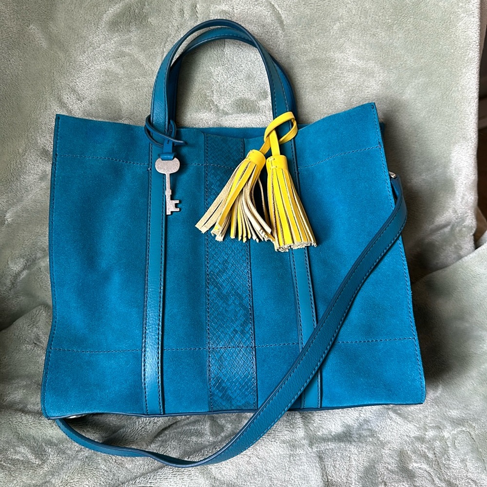 Fossil Blue Suede Bag